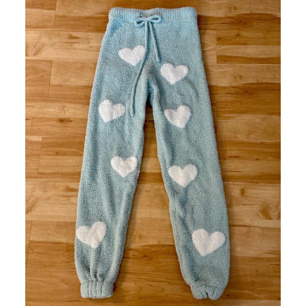 Pink Republic Plush Cozy Blue Heart Patterned Lounge PJ Pants